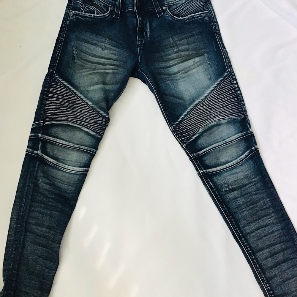 Rock Revival Women's Dark Blue Skinny Moto Jeans sz 28 - Picture 2 of 15